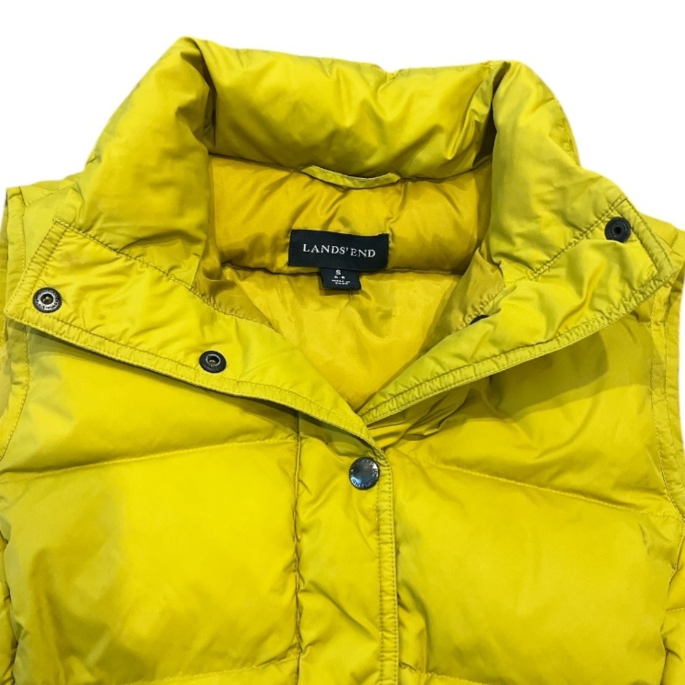 Women’s Lands' End Small Down Filled Mustard Yellow Puffer Vest - Picture 4 of 8